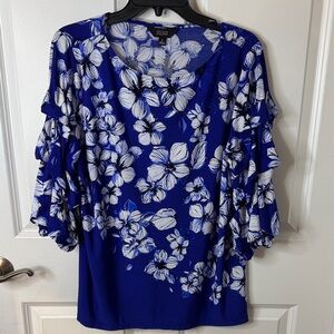 Investments Royal Blue Floral Blouse